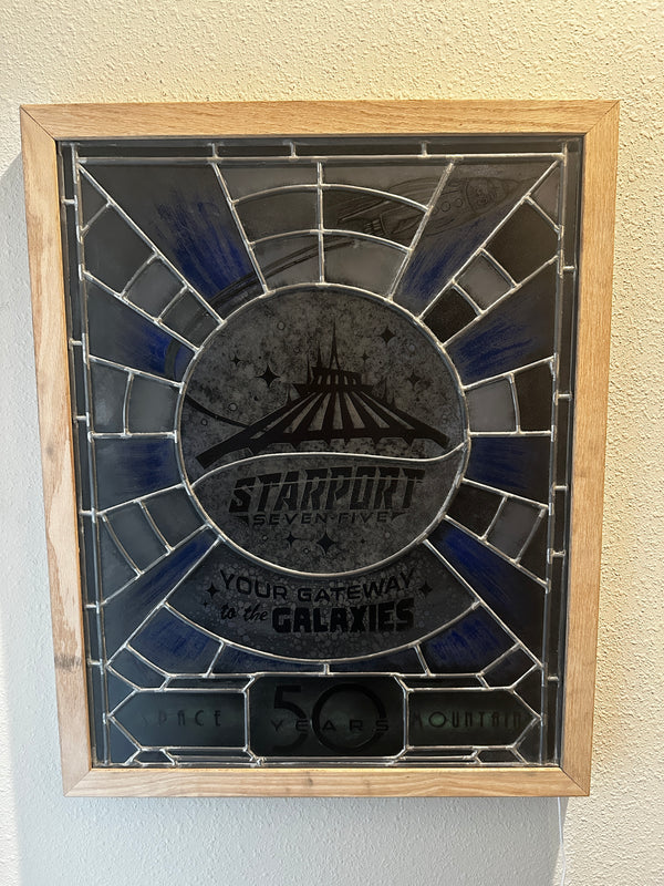 Disney space mountain stained glass with light box