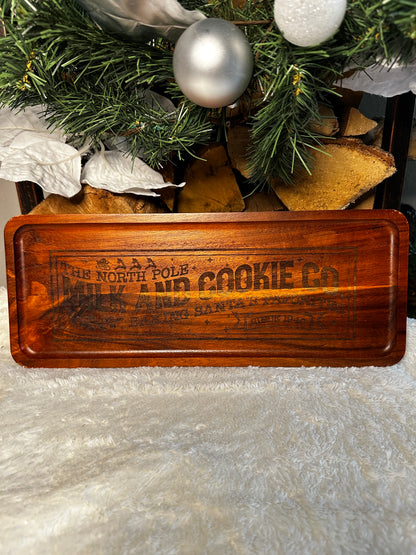 Christmas Holiday Serving Tray | Hot Chocolate Serving Dish| Santa Milk and Cookies Board  | Festive Holiday Snack Tray