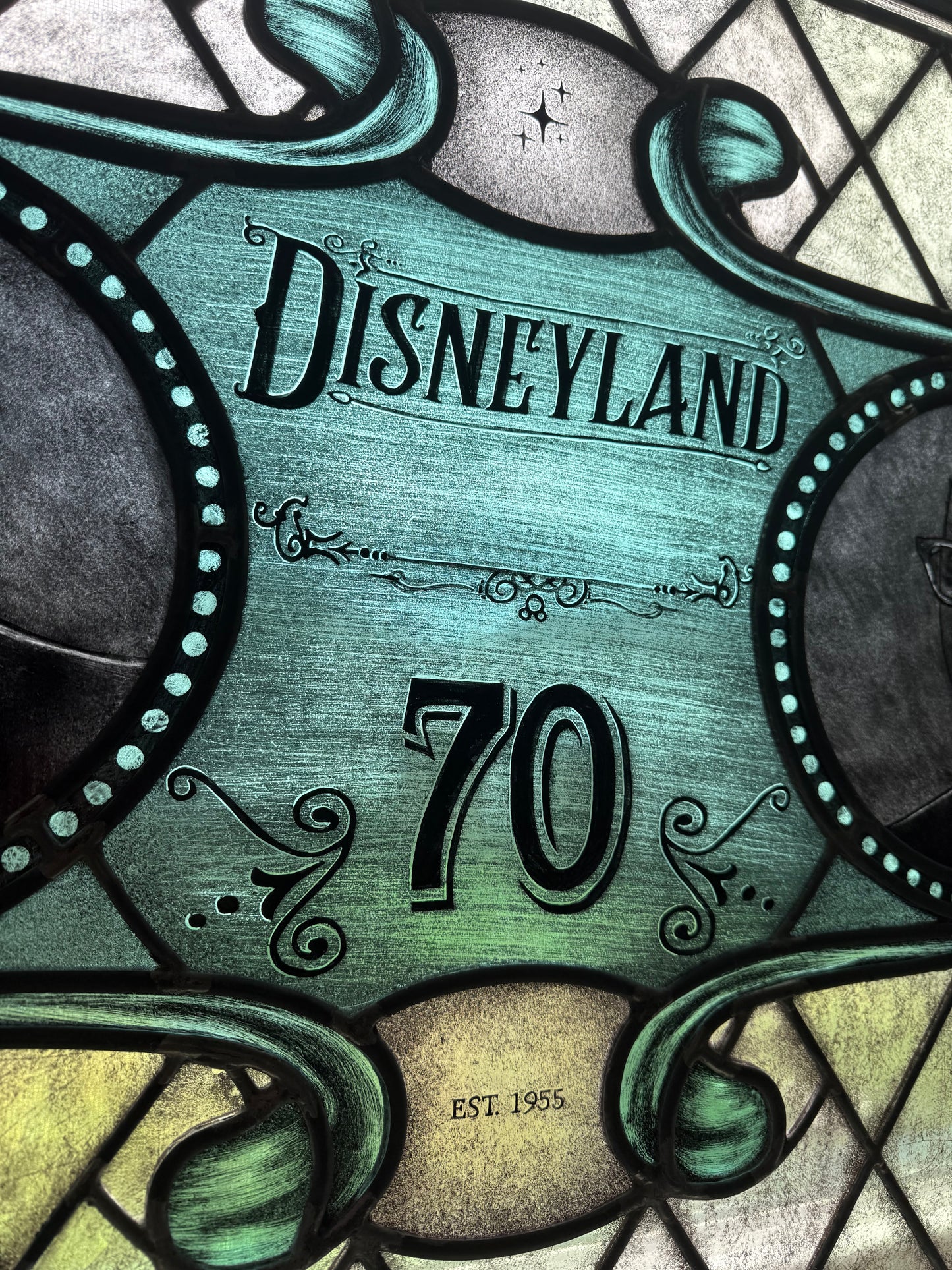 Unique Disneyland 70 Year Anniversary Stained Glass Window – Walt & Roy Collector’s Art Tribute