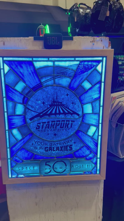 Handmade Space Mountain Stained Glass Panel – Collector’s 50th Anniversary Tribute Gift